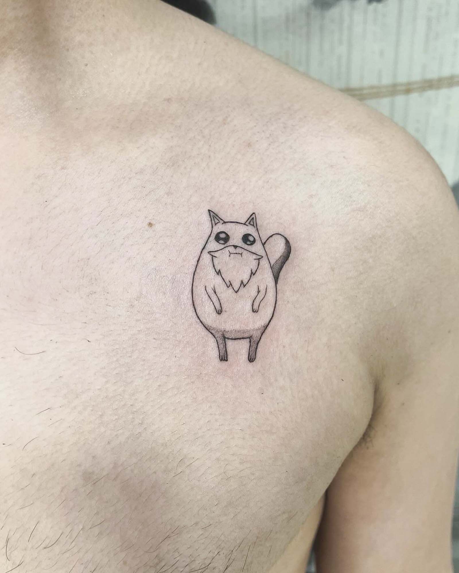 tatuaje linea fina gato cute minimalista valencia