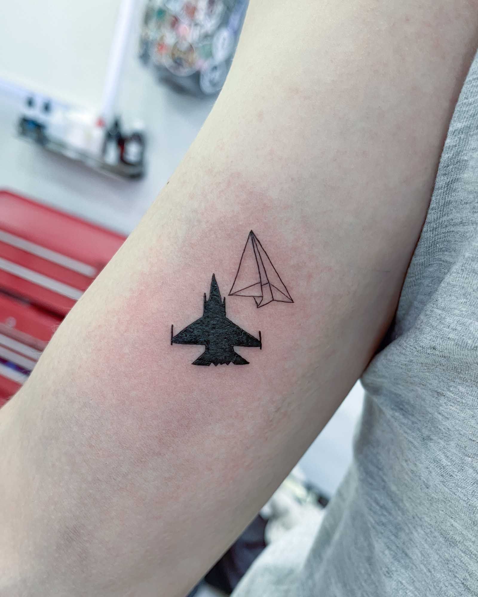 fine line airplane tattoo valencia small jet tattoo minimalist plane tattoo simple line design