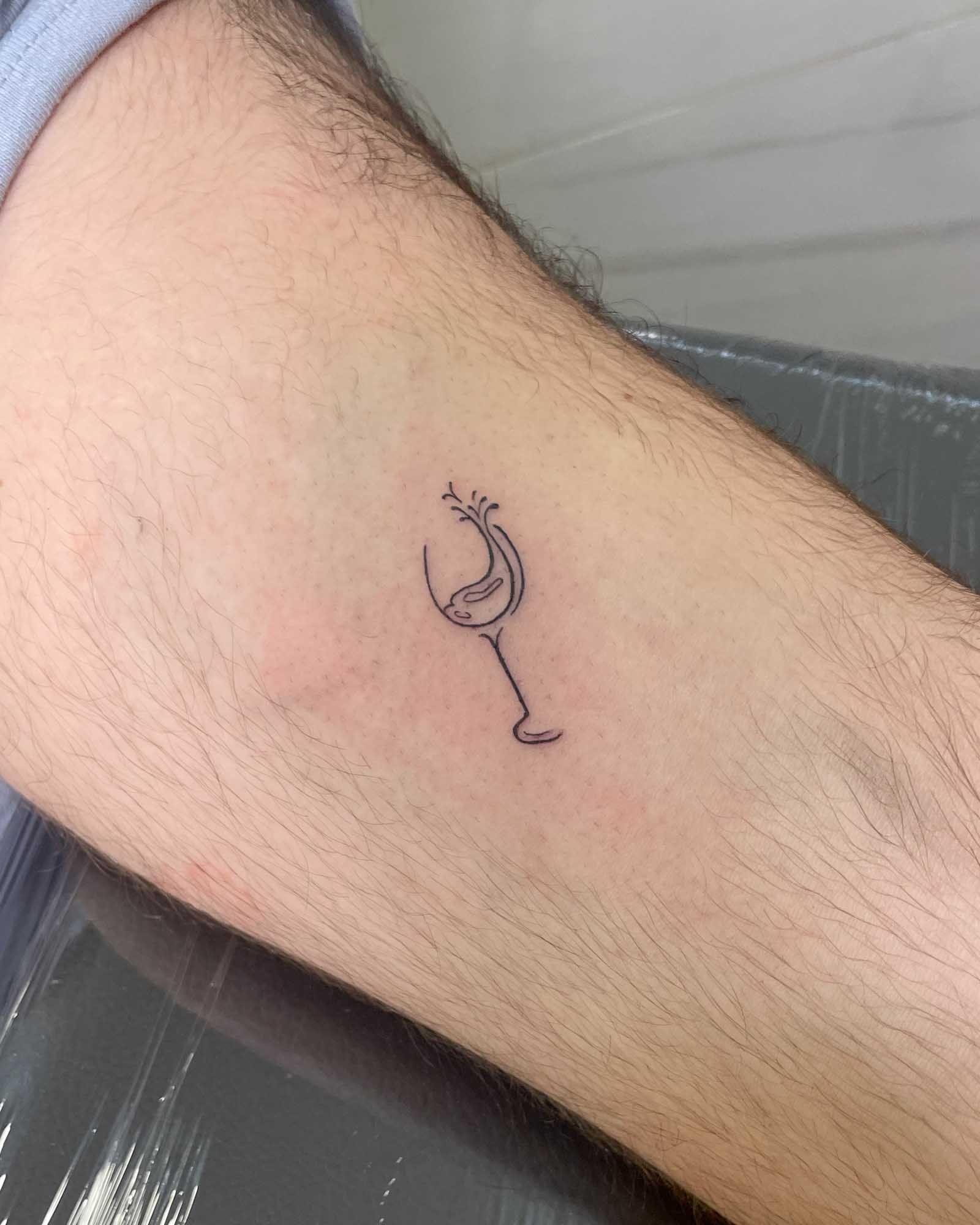 fine line wine glass tattoo splash minimalist valencia