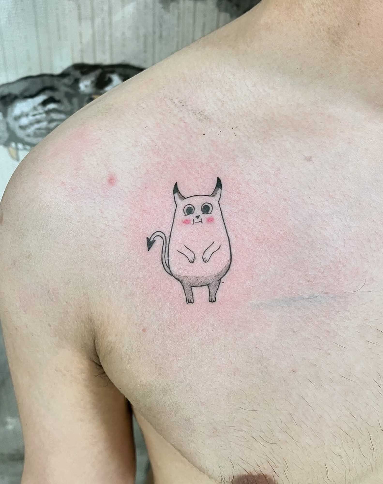 tatuaje linea fina gato cute cartoon minimalista valencia